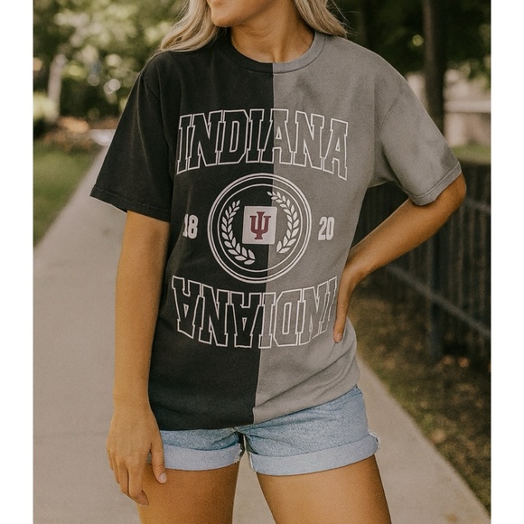 gameday couture Tops - Gameday Couture Indiana Hoosiers Split Bleach Dye Short Sleeve T-Shirt